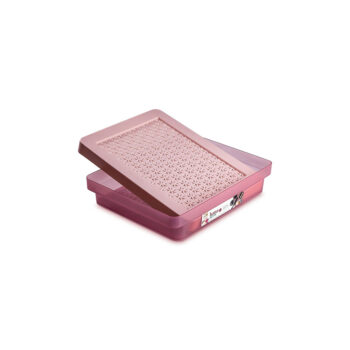 Caixa Organizadora com Tampa de Plástico Rosa Hana Ordene 7,8L