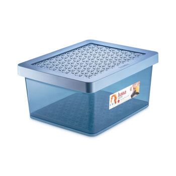 Caixa Organizadora com Tampa de Plástico Azul Hana Ordene 18L
