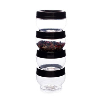 Jogo de Potes de Plástico com Tampa Preta Plasútil 155ml 4 Peças