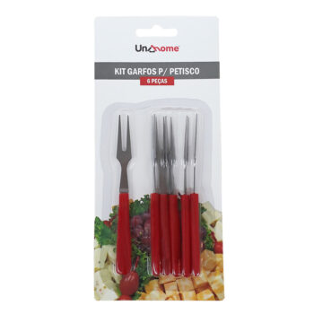 Garfo de Petisco Inox Vermelho Uny Home 6 Peças