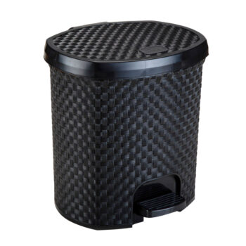 Lixeira de Plástico Texturizada com Tampa e Pedal Preta Nitronplast 6L