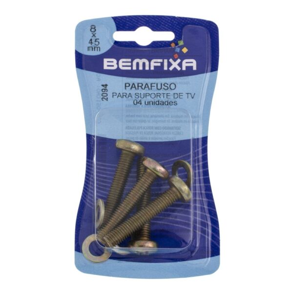 Parafuso para Suporte de TV Bemfixa M8 x 45mm - 4 Unidades - Imagem 2