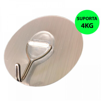 Gancho Adesivo de Metal Redondo Prata Universal Fix até 4kg
