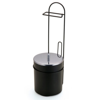 Porta Papel Higiênico de Chão com Lixeira Aço Preto Arthi