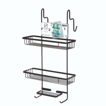 Porta Shampoo Duplo com Saboneteira para Box Aço Preto Arthi