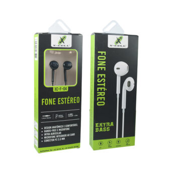Fone de Ouvido Intra-auricular Estereo com Microfone Preto XCell 1,2m