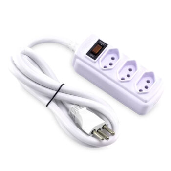 Filtro de Linha com 3 Tomadas Branco Force Line 1,5m Bivolt