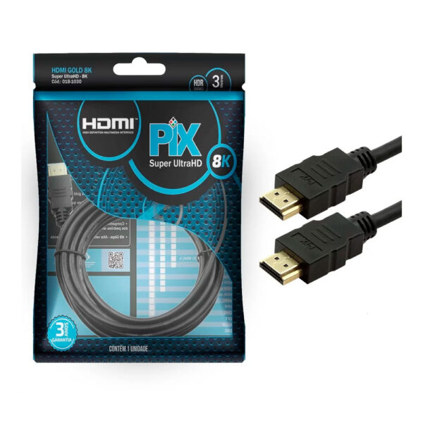 Cabo HDMI 2.1 8K Preto Pix 1,5m - Imagem 2