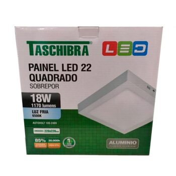 Painel Led Quadrado de Sobrepor Luz Fria Taschibra 18W Bivolt