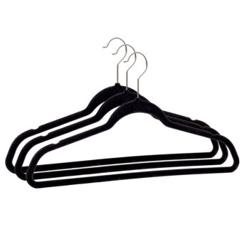 Cabide de Veludo Preto para Roupas Multiwork 3 unidades