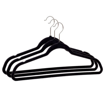 Cabide Infantil de Veludo Preto Multiwork 3 unidades 29 cm