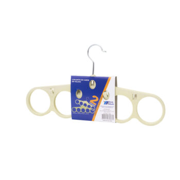 Cabide de Veludo Bege para Cachecol/Cinto Multiwork 5 Divisórias 2 unidades