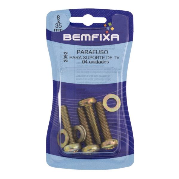 Parafuso para Suporte de TV Bemfixa M8 x 35mm - 4 unidades - Imagem 2