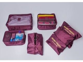 Kit Necessaire para Mala/Viagem Vinho Lola Decor 7 Peças