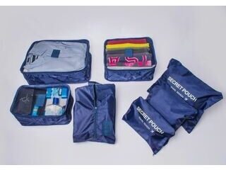 Kit Necessaire para Mala/Viagem Azul Marinho Lola Decor 7 Peças