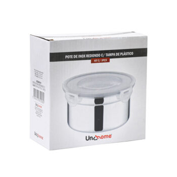 Jogo de Potes de Inox Uny Home 3 Peças