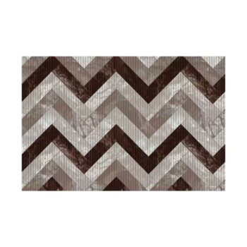 Tapete Passadeira de Cozinha Tropical Zig Marmóre Marrom 43cm x 1m