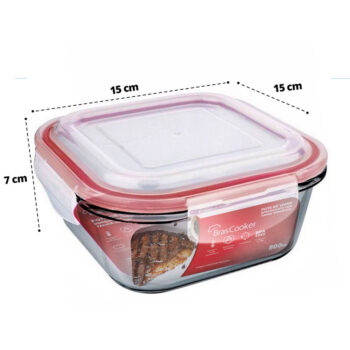 Pote Hermético de Vidro Quadrado Brascooker 800ml