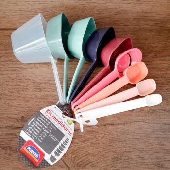 Jogo de Colheres e Xícaras Medidoras em Plástico Plasútil 9 Peças