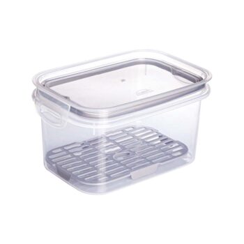 Pote Hermético Retangular com Escorredor e Trava em Plástico Plasútil 1,2L