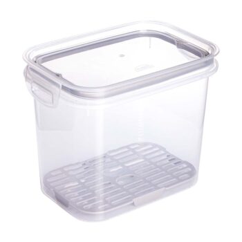 Pote Hermético Retangular com Escorredor e Trava em Plástico Plasútil 1,8L