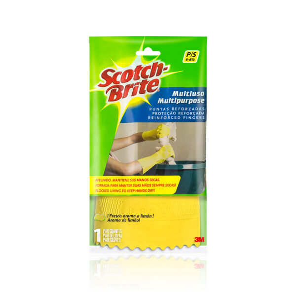 Luva Multiuso Forrada Scotch Brite de Latex Tamanho P Amarela 3M - Imagem 2