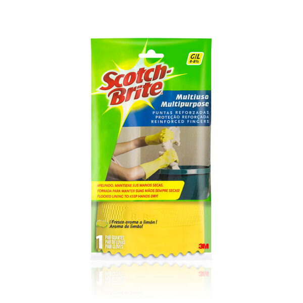 Luva Multiuso Forrada Scotch Brite de Latex Tamanho G Amarela 3M