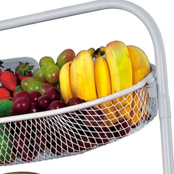 Fruteira de Chão com 3 Cestos e Rodas Branca Metaltec