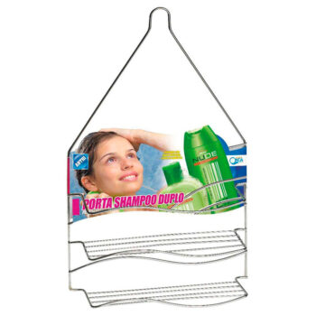 Porta Shampoo Onda Duplo de Pendurar Aço Cromado Arthi