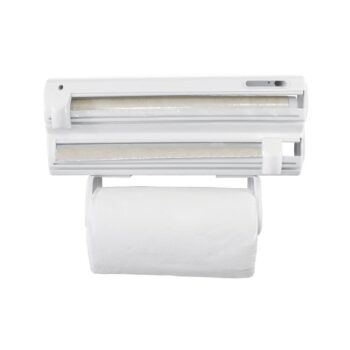 Porta Rolos Papel Toalha Roll Up Plástico Branco MaxRoll 3 rolos