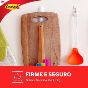 Gancho Adesivo Branco/Metal Command 3M 2 Peças até 1,3kg