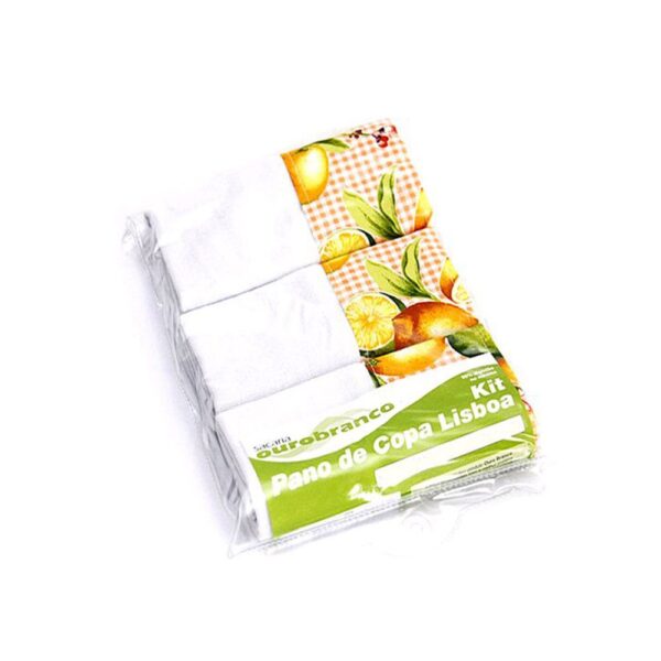 Pano de Prato Estampado Ouro Branco 3 unidades
