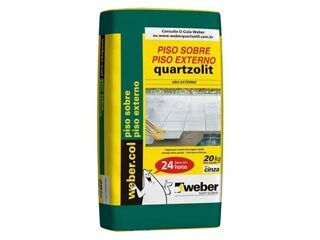 Argamassa Para Porcelanato E Piso Sobre Piso Externo 20Kg Cinza Quartzolit