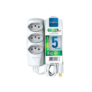 Extensão Elétrica 3 Tomadas 2P+T Branco/Roxo Daneva 10A - 5m