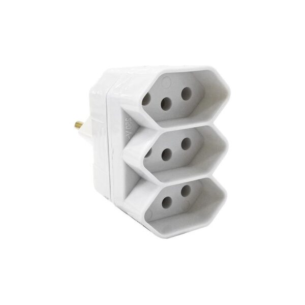 Plugue 2P+T 3 Saídas Branco Fame 20A