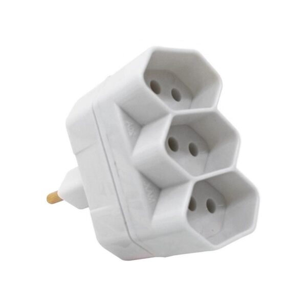 Plugue 2P+T 3 Saídas Branco Fame 20A - Imagem 2