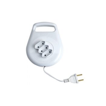Extensão Elétrica Retrátil 3 Tomadas 2P Branco Ilumitec 10A - 5m
