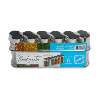 Jogo de Porta Condimentos de Parede em Plástico com 6 peças Arthi