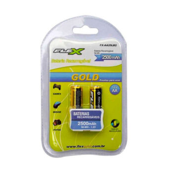 Pilha Recarregável AA Gold Flex 2 Unidades