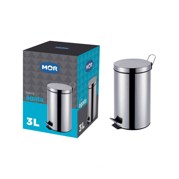 Lixeira de Inox com Pedal Cinza Ágata Mor 3L - Imagem 5
