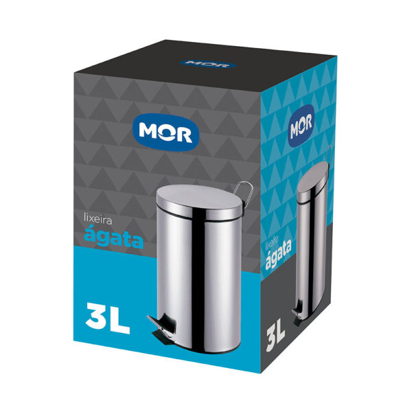 Lixeira de Inox com Pedal Cinza Ágata Mor 3L - Imagem 7