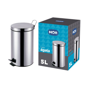Lixeira de Inox com Pedal Cinza Ágata Mor 5L