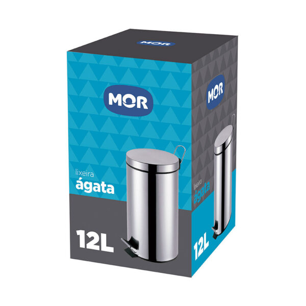 Lixeira de Inox com Pedal Cinza Ágata Mor 12L - Imagem 2
