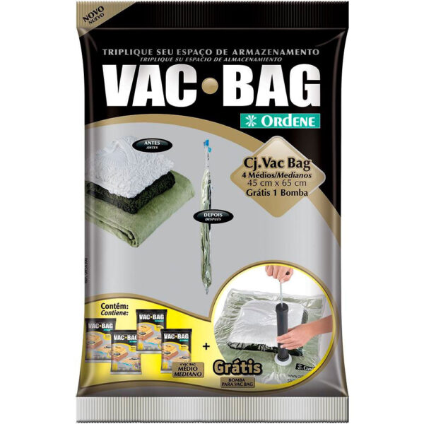Kit Saco à Vácuo Protetor Vac Bag Com Bomba Ordene 5 unidades - Imagem 2