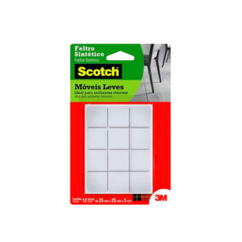Protetor Anti-risco Quadrado em Feltro Branco M Scotch 3M - 12 unidades