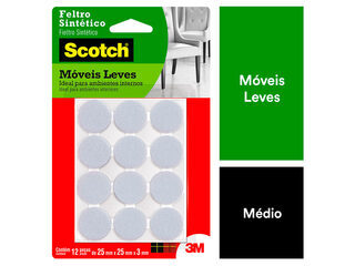 Protetor Anti-risco Redondo em Feltro Branco M Scotch 3M - 12 unidades