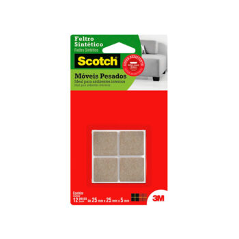 Protetor Anti-risco Quadrado em Feltro Marrom G Scotch 3M - 12 unidades