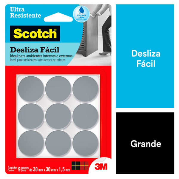 Protetor Deslizante Redondo em Eva Azul M Scotch 3M - 9 unidades