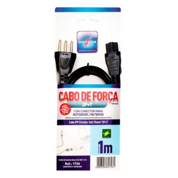 Cabo de Força para Notebook Tripolar Daneva 1m