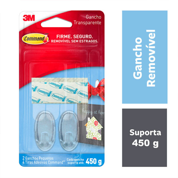 Gancho Adesivo de Plástico Incolor Command 3M até 450g